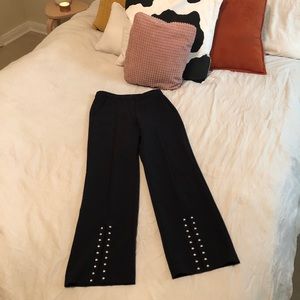 zara dark navy trouser with stud detail
